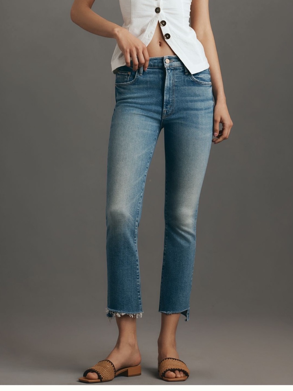 MOTHER The Insider Crop Step Fray Jeans Size 31 NWT